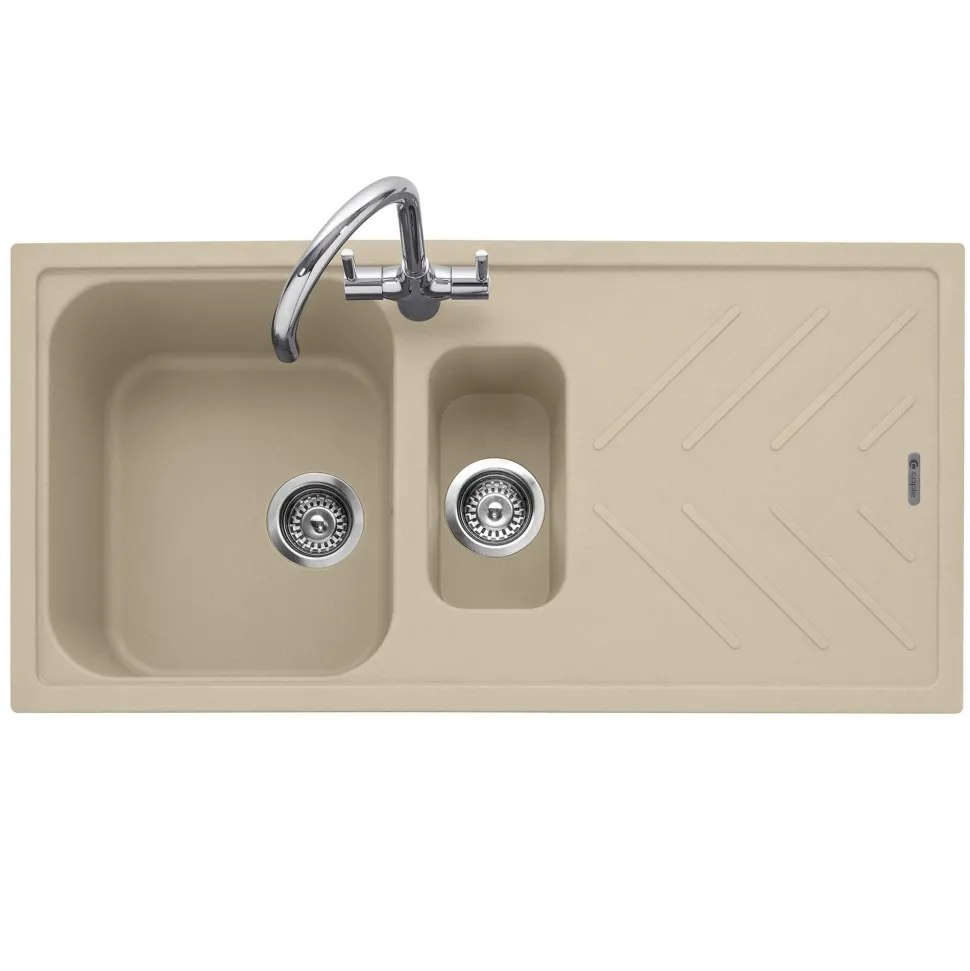 Caple Veis 1.5 Bowl Granite Composite Kitchen Sink & Waste Kit with Reversible Drainer - 1000 x 500mm