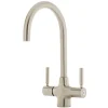 Caple Washington Twin Lever WRAS Approved Mono Kitchen Mixer - Brushed Nickel