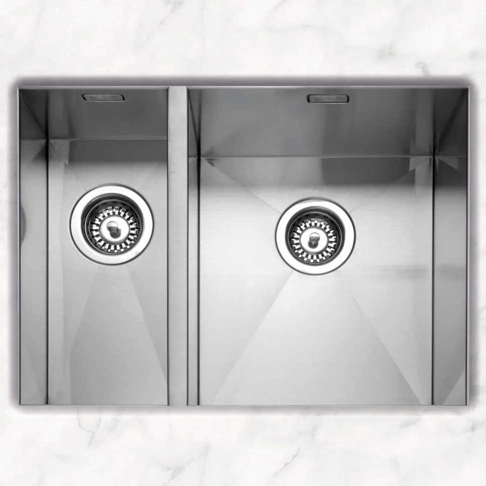 Caple Zero 1.5 Bowl Inset or Undermount Brushed Stainless Steel Sink & Waste Kit - 596 x 450mm