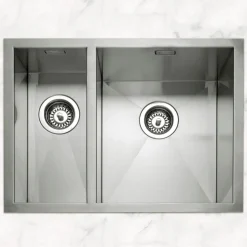 Caple Zero 1.5 Bowl Inset or Undermount Brushed Stainless Steel Sink & Waste Kit - 596 x 450mm