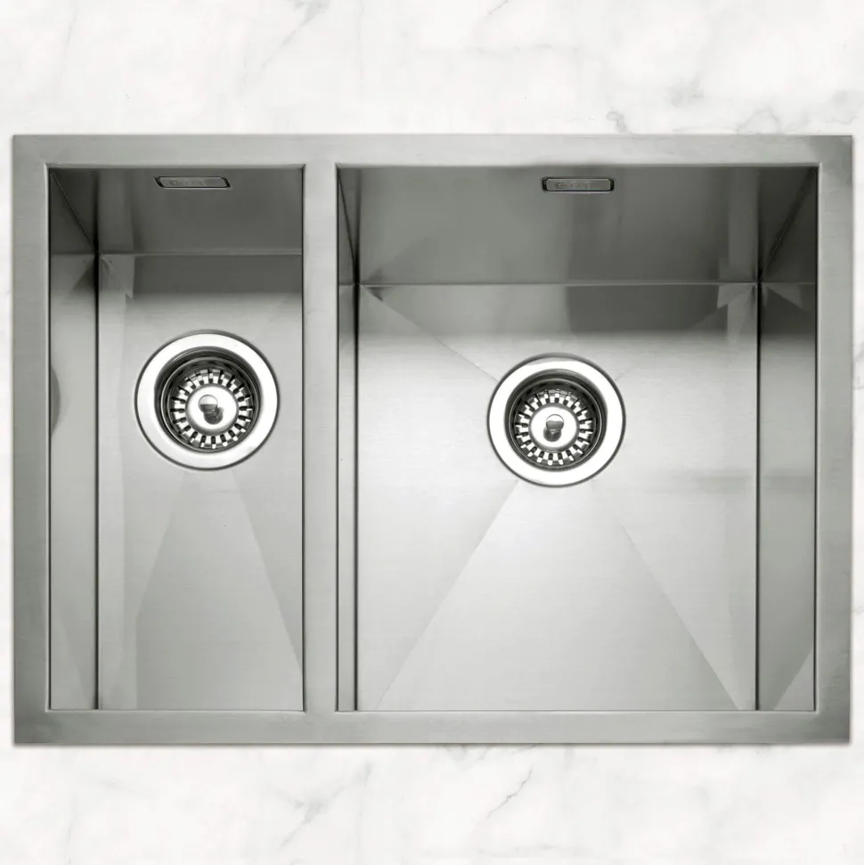Caple Zero 1.5 Bowl Inset or Undermount Brushed Stainless Steel Sink & Waste Kit - 596 x 450mm