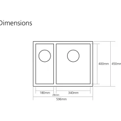 Caple Zero 1.5 Bowl Inset or Undermount Brushed Stainless Steel Sink & Waste Kit - 596 x 450mm