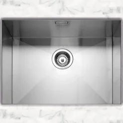 Caple Zero 1 Bowl Inset or Undermount Brushed Stainless Steel Sink & Waste Kit - 600 x 450mm