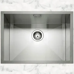 Caple Zero 1 Bowl Inset or Undermount Brushed Stainless Steel Sink & Waste Kit - 600 x 450mm