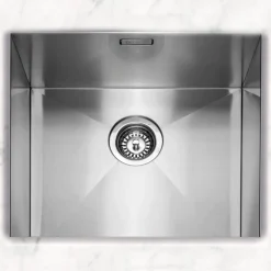 Caple Zero 1 Bowl Inset or Undermount Brushed Stainless Steel Sink & Waste Kit - 500 x 450mm