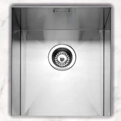 Caple Zero 1 Bowl Inset or Undermount Brushed Stainless Steel Sink & Waste Kit - 400 x 450mm
