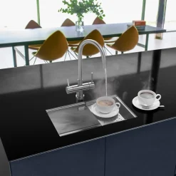Caple Zona Large Single Bowl Brushed Stainless Steel Sink & Waste Kit with Accessory Pack - 496 x 300mm