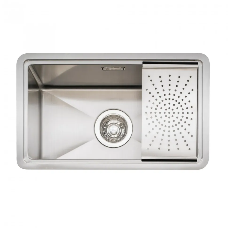 Caple Zona Large Single Bowl Brushed Stainless Steel Sink & Waste Kit with Accessory Pack - 496 x 300mm