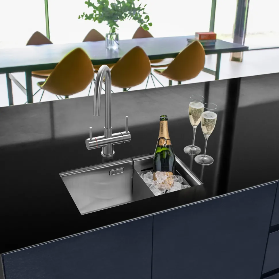 Caple Zona Large Single Bowl Brushed Stainless Steel Sink & Waste Kit with Accessory Pack - 496 x 300mm