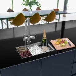 Caple Zona Large Single Bowl Brushed Stainless Steel Sink & Waste Kit with Accessory Pack - 496 x 300mm