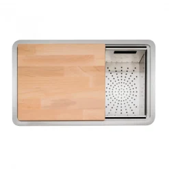 Caple Zona Large Single Bowl Brushed Stainless Steel Sink & Waste Kit with Accessory Pack - 496 x 300mm