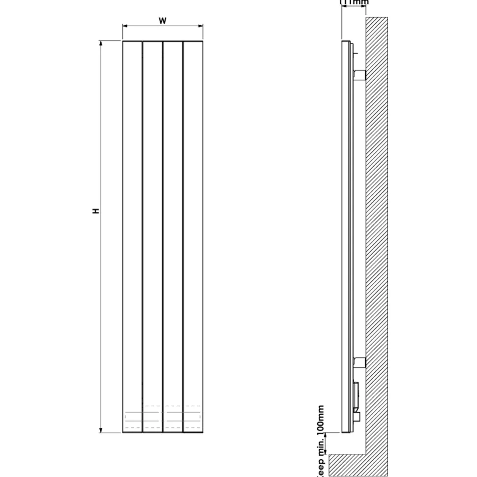 Carisa Boreas S Vertical Electric Single Panel Aluminium Radiator with Smart Wifi Thermostat