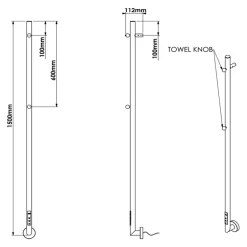 Carisa Dante Stainless Steel Single Electric Heated Towel Bar