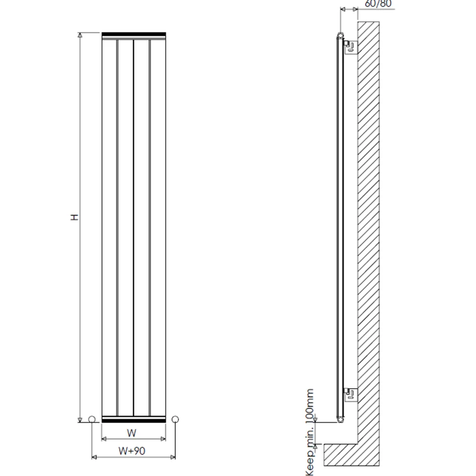 Carisa Elite Flat Panel Textured Vertical Aluminium Radiator