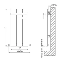 Carisa Elvino Bath Aluminium Vertical Radiator & Towel Rail
