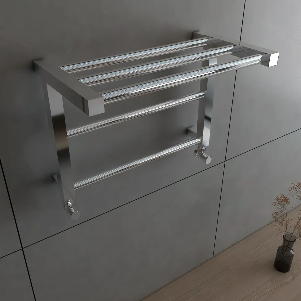 Carisa Etage Chrome Plated Steel Heated Towel Shelf & Rail - 350 x 500mm