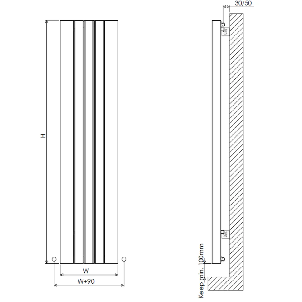 Carisa Gaia Oval Single Panel Vertical Aluminium Radiator