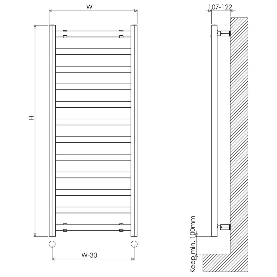 Carisa Lara L Aluminium Ladder Heated Towel Rail