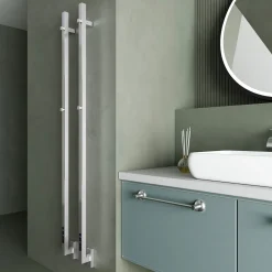 Carisa Maxim Stainless Steel Single Square Electric Heated Towel Bar