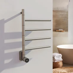 Carisa Neo Stainless Steel Swivel Bar Electric Heated Towel Rail