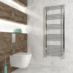 Carisa Nile Flat Vertical Steel Ladder Heated Towel Rail