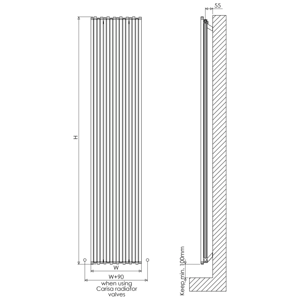 Carisa Pipette Horizontal Aluminium Radiator