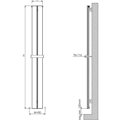 Carisa Play Bath Curved Panel Vertical Aluminium Heated Towel Rail