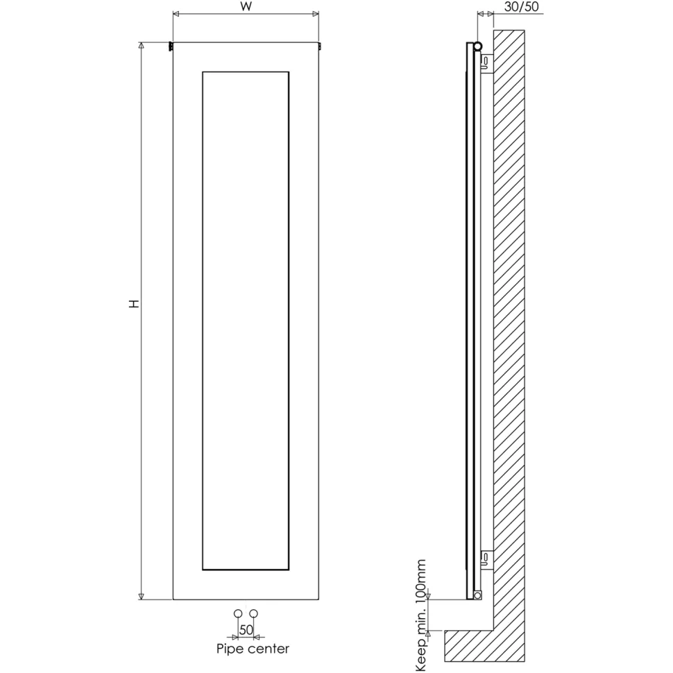 Carisa Quadro Vertical Mirrored Aluminium Radiator