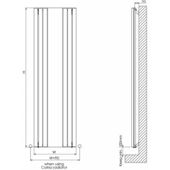 Carisa Tallis Vertical Single Panel Mirror Aluminium Radiator - 1800 x 550mm
