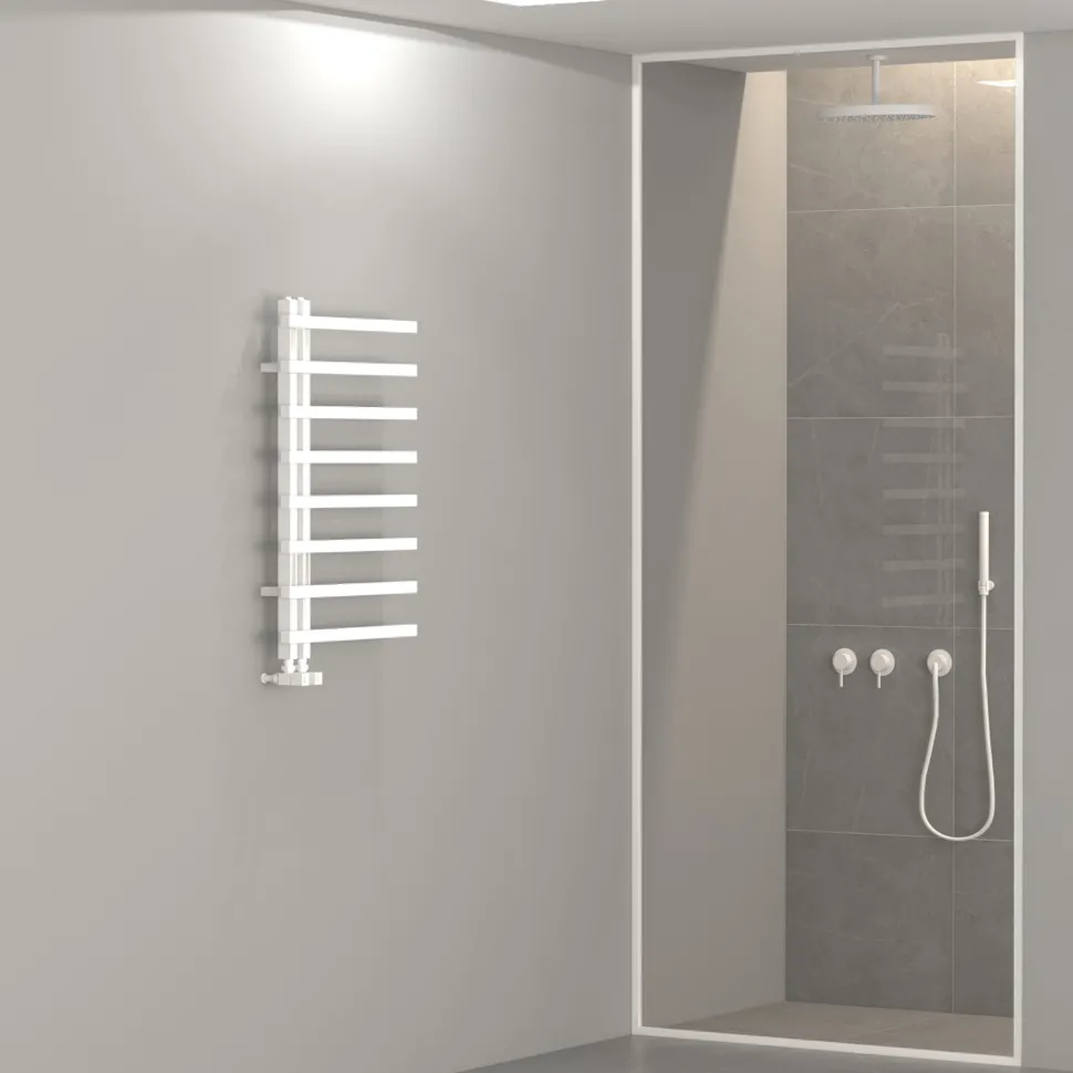 Carisa Terra L Offset Aluminium Heated Towel Rail