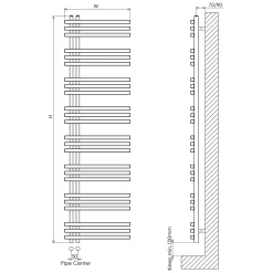 Carisa Terra Offset Aluminium Heated Towel Rail