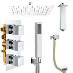 Carter Concealed Shower Valve, Fixed Shower Head, Handset & Overflow Bath Filler