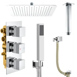 Carter Concealed Shower Valve, Fixed Shower Head, Handset & Overflow Bath Filler
