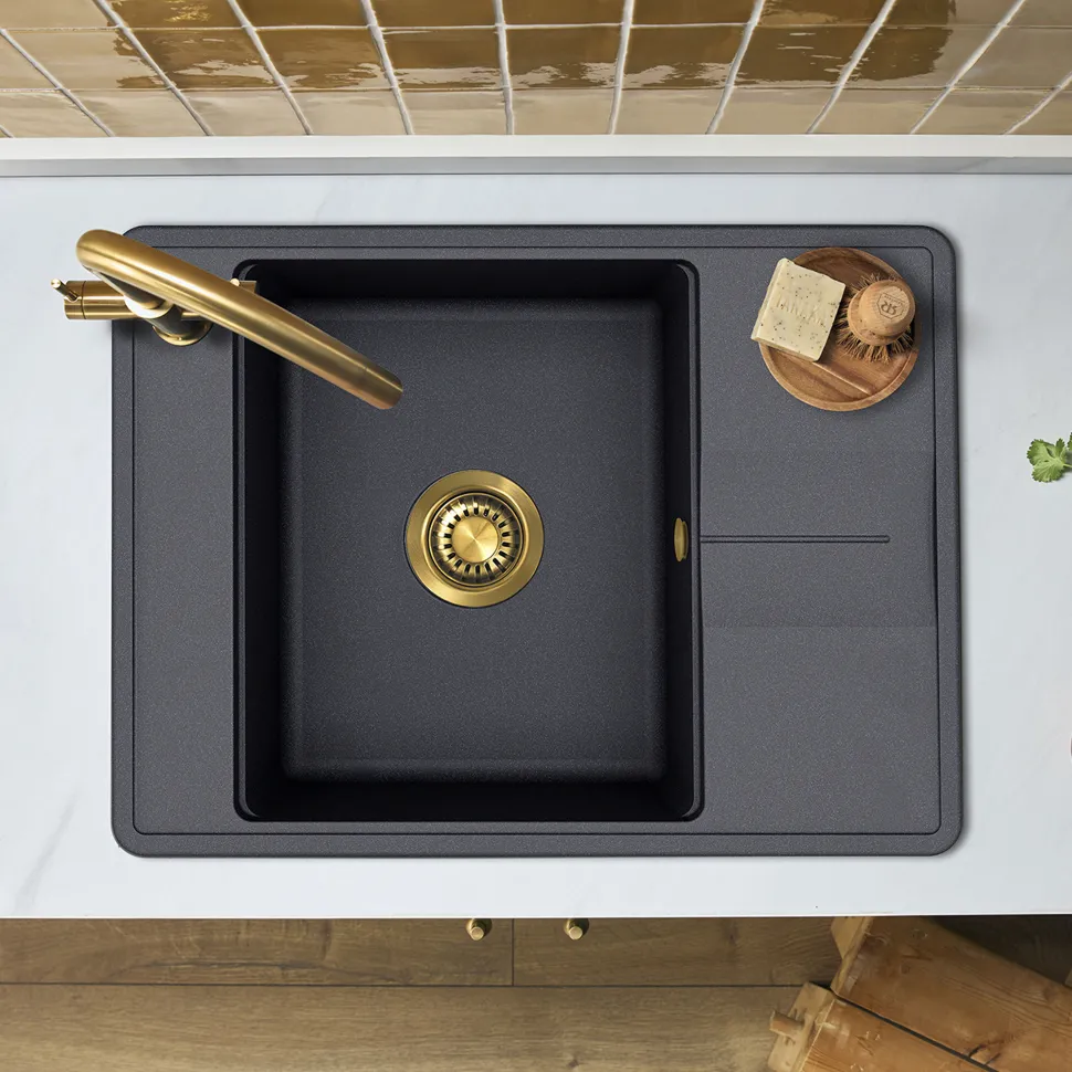 Clearwater Arina 1 Bowl Granite Composite Kitchen Sink with Reversible Drainer - 670 x 500mm