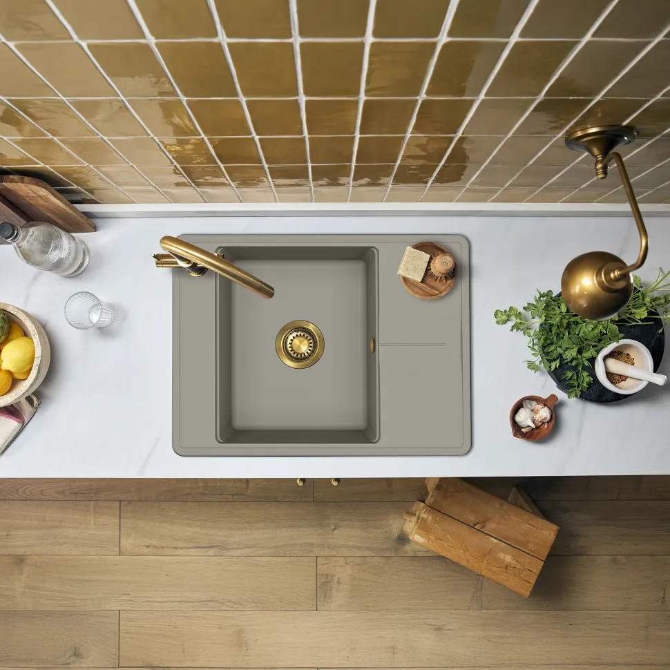 Clearwater Arina 1 Bowl Granite Composite Kitchen Sink with Reversible Drainer - 670 x 500mm