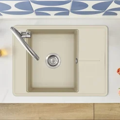 Clearwater Arina 1 Bowl Granite Composite Kitchen Sink with Reversible Drainer - 670 x 500mm