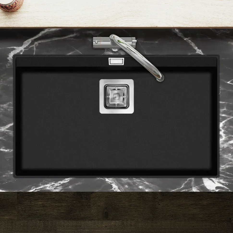 Clearwater Capri 1 Bowl Granite Composite Inset/Undermount Kitchen Sink - 740 x 455mm