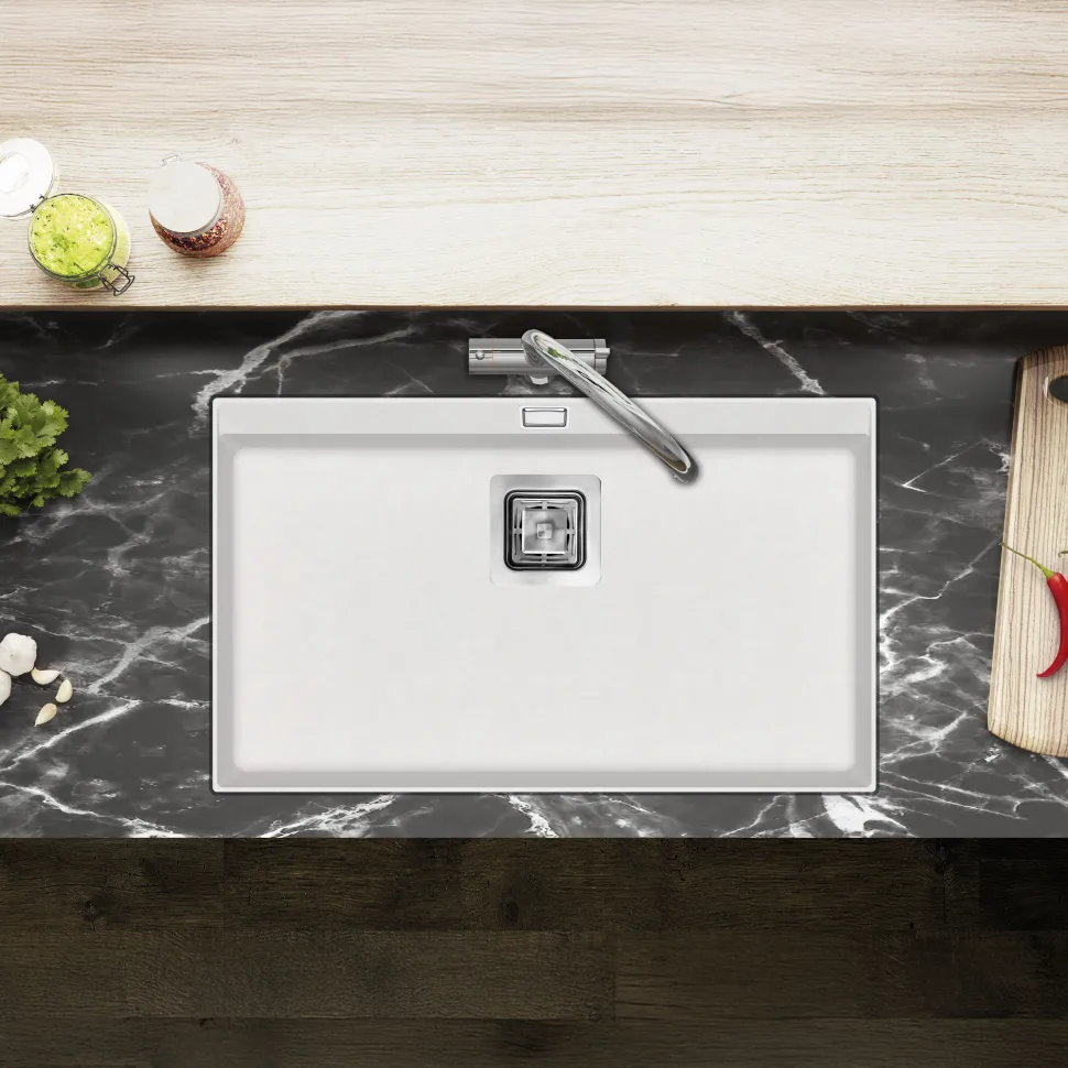 Clearwater Capri 1 Bowl Granite Composite Inset/Undermount Kitchen Sink - 740 x 455mm