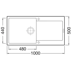 Clearwater Carina 1 Bowl Granite Composite Sink & Waste with Reversible Drainer - 1000 x 500mm