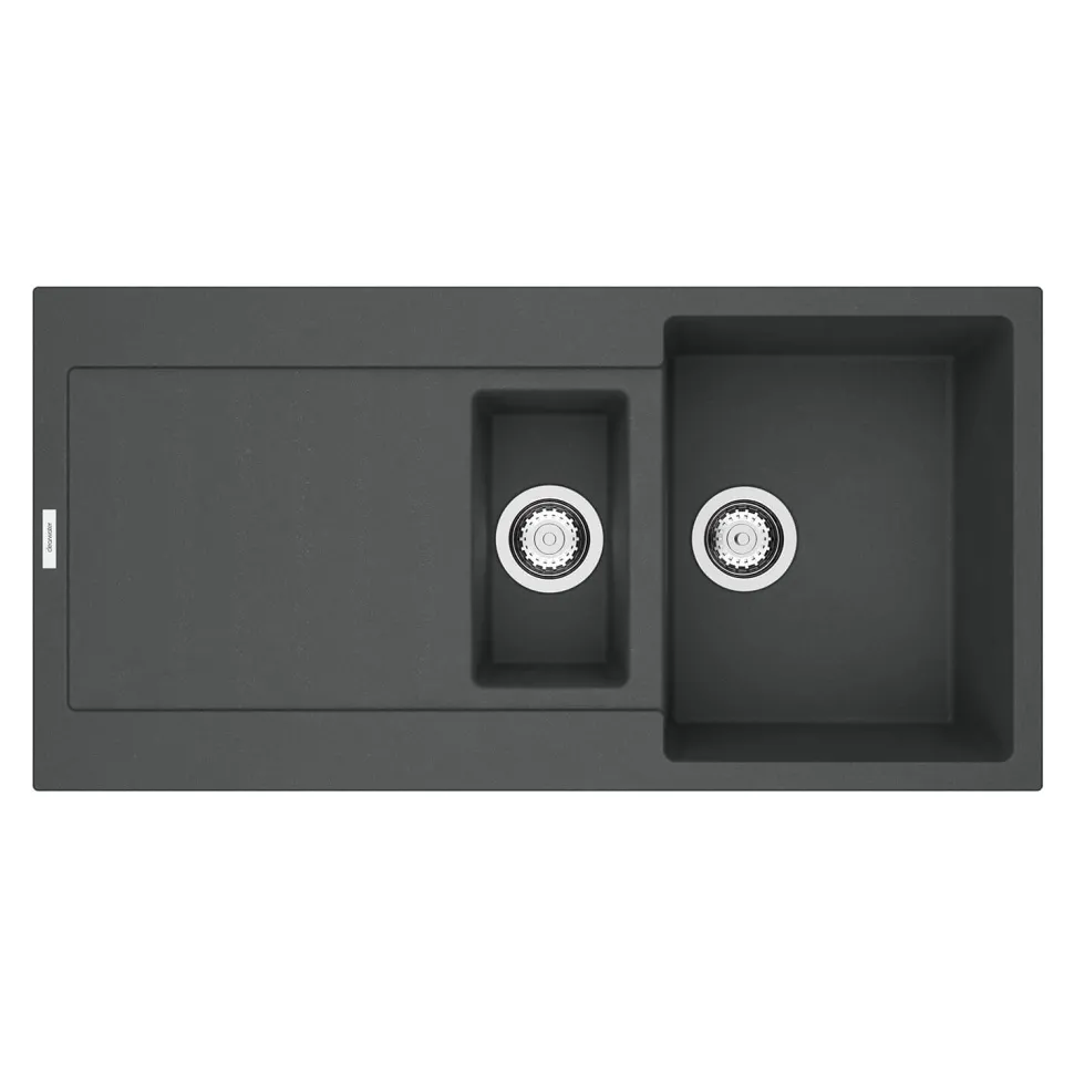 Clearwater Carina 1.5 Bowl Granite Composite Sink & Waste with Reversible Drainer - 1000 x 500mm