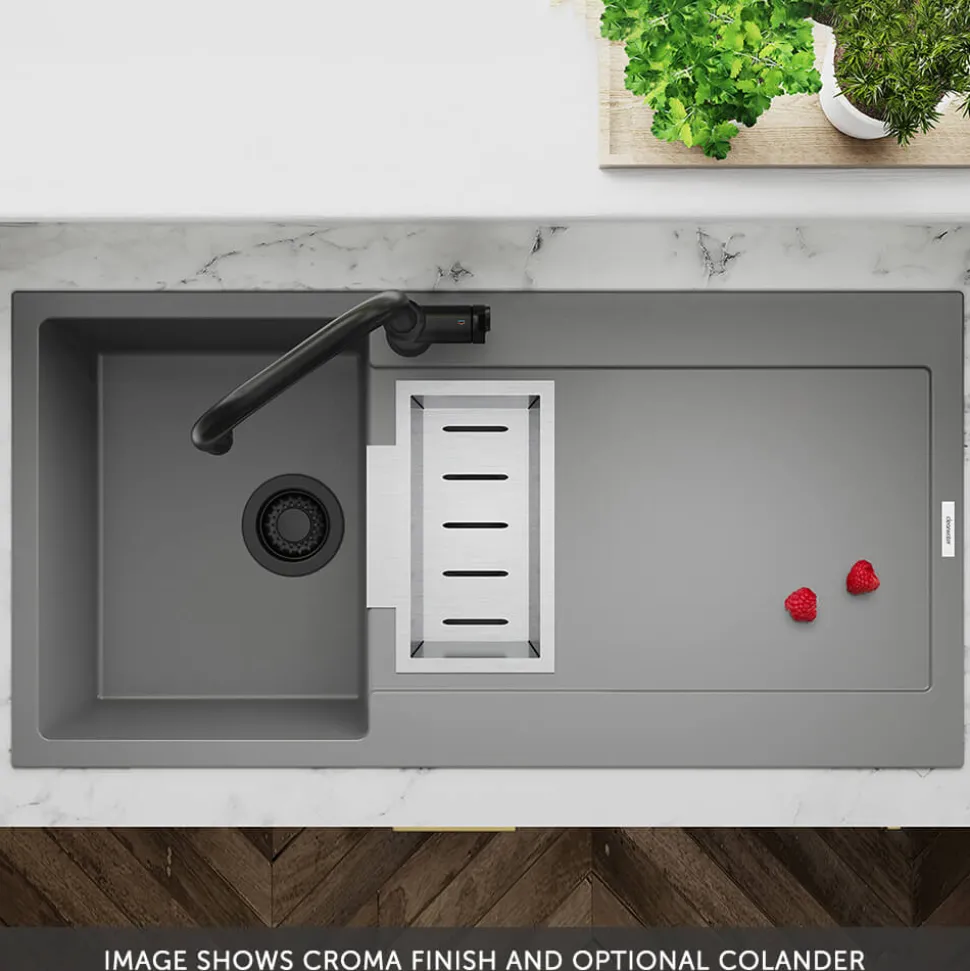 Clearwater Carina 1.5 Bowl Granite Composite Sink & Waste with Reversible Drainer - 1000 x 500mm