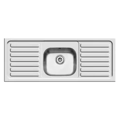 Clearwater Contract Inset Single Bowl Stainless Steel Sink with 1 Tap Hole & Double Drainer - 1310 x 510mm