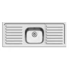 Clearwater Contract Inset Single Bowl Stainless Steel Sink with 2 Tap Holes & Double Drainer - 1310 x 510mm