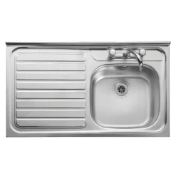 Clearwater Contract Lay-on Single Bowl Stainless Steel Sink with 2 Tap Holes & Square Front - 1000 x 600mm