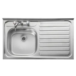 Clearwater Contract Lay-on Single Bowl Stainless Steel Sink with 2 Tap Holes & Square Front - 1000 x 600mm