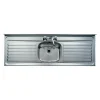 Clearwater Contract Lay-on Single Bowl Stainless Steel Sink (Square Front) with Double Drainer & 2 Tap Holes - 1600 x 543mm
