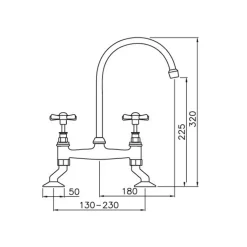 Clearwater Cottage Twin Crosshead Bridge Sink Mixer with Swivel Spout