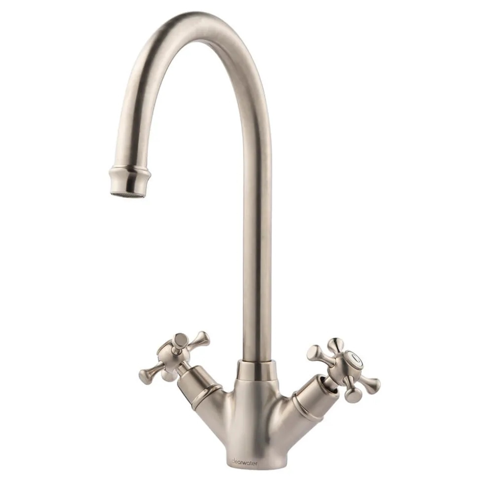 Clearwater Cottage Twin Crosshead Mono Sink Mixer with Swivel Spout