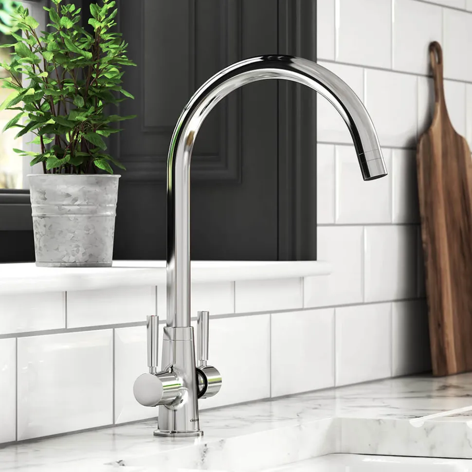 Clearwater Davina Twin Lever Mono Sink Mixer with Swivel Spout