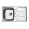 Clearwater Deep Blue Compact Single Bowl Brushed Stainless Steel sink & Waste with Reversible Drainer - 800 x 500mm